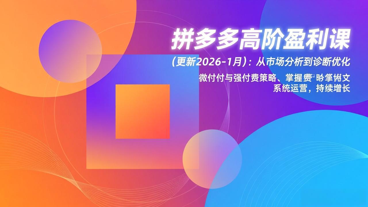 拼多多高阶盈利课(更新2026-1月-白蛇网赚