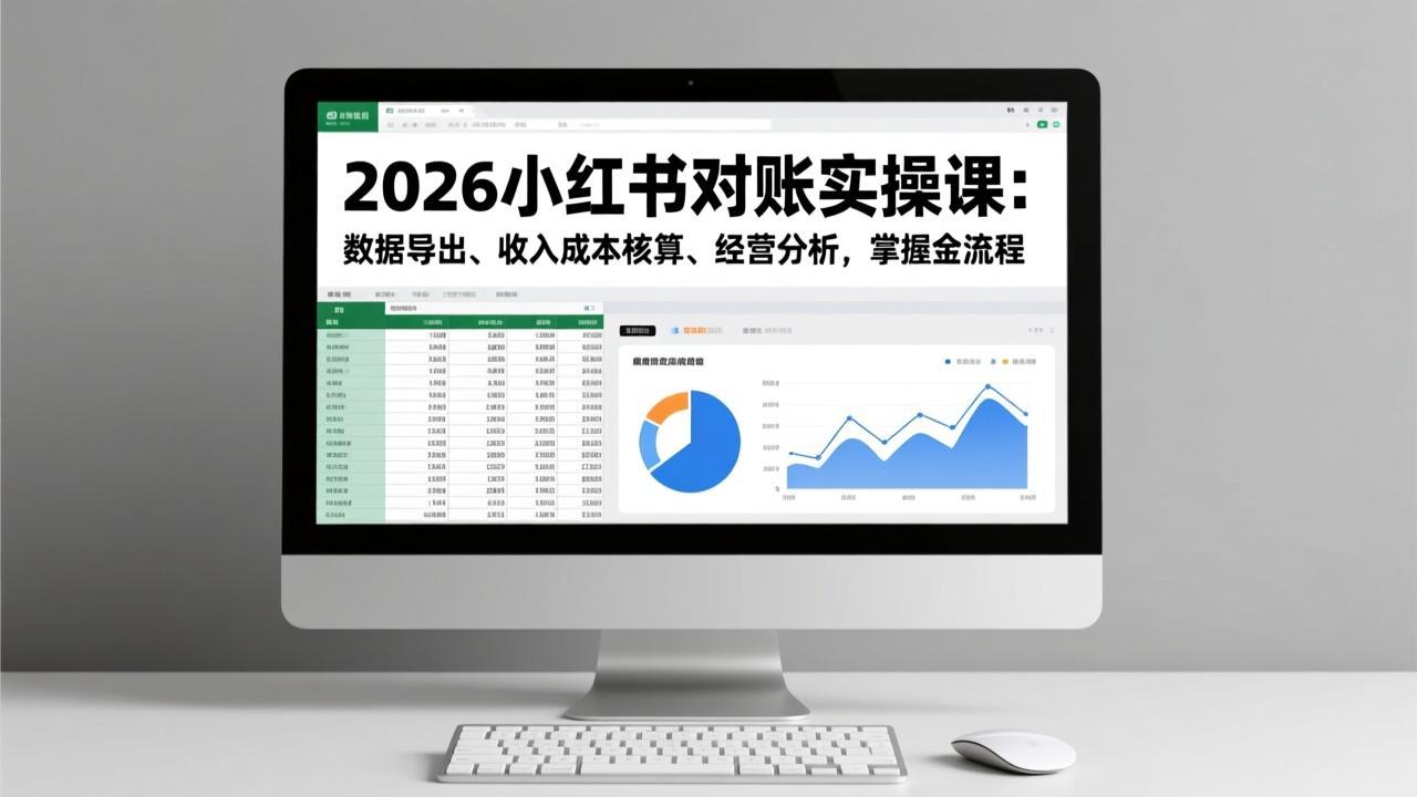 2026小红书对账实操课：数据导出、收入成本核算、经营分析，掌握全流程-白蛇网赚