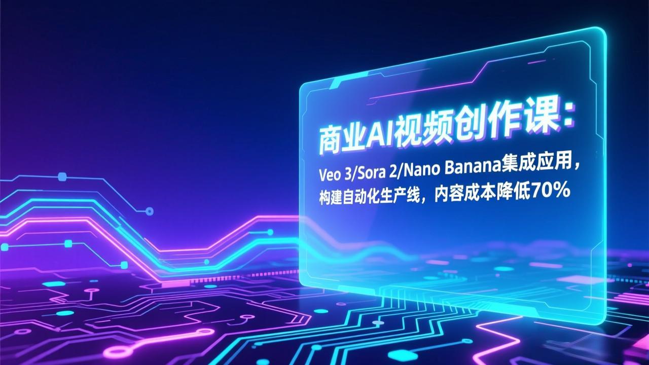 商业AI视频创作课：Veo 3/Sora 2/Nano Banana集成应用，构建自动化生产线，内容成本降低70%-白蛇网赚