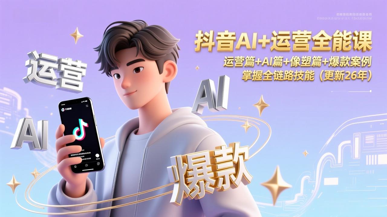 抖音AI+运营全能课，运营篇+AI篇+像塑篇+爆款案例，掌握全链路技能(更新26年-白蛇网赚