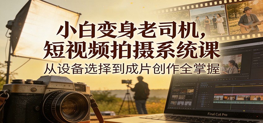 小白变身老司机，短视频拍摄系统课，从设备选择到成片创作全掌握-白蛇网赚