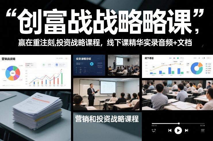 创富战略课，赢在重注时刻，营销和投资战略课程，线下课精华实录音频+文档-白蛇网赚