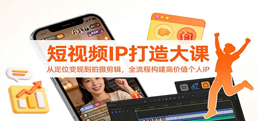 短视频IP打造大课：从定位变现到拍摄剪辑，全流程构建高价值个人IP-白蛇网赚