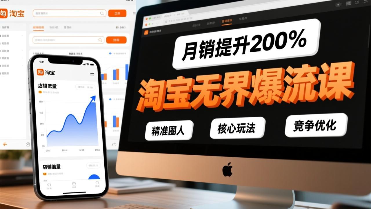 淘宝无界爆流课，精准圈人、核心玩法、竞争优化，快速引爆店铺流量，月销提升200%-白蛇网赚
