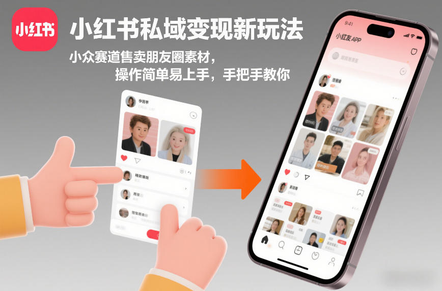 小红书私域变现新玩法，小众赛道售卖朋友圈素材，操作简单易上手，手把手教你-白蛇网赚