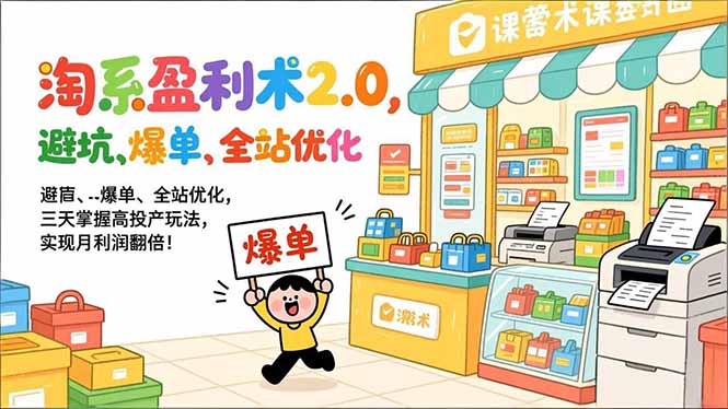 淘系盈利术2.0，避坑、爆单、全站优化，三天掌握高投产玩法，实现月利润翻倍！-白蛇网赚