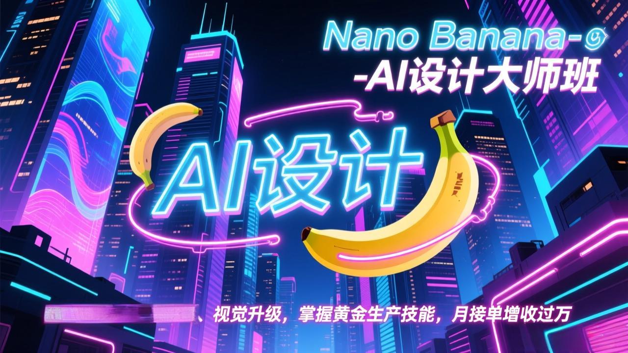 Nano Banana-AI设计大师班，修图合成、广告创作、视觉升级，掌握黄金生产技能，月接单增收过万-白蛇网赚