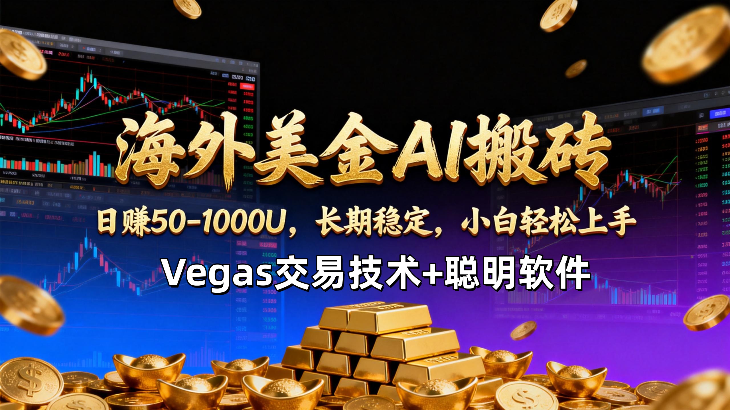 【海外美金AI搬砖】Vegas交易技术+聪明软件，日赚50-1000U，长期稳定，小白轻松上手。-白蛇网赚