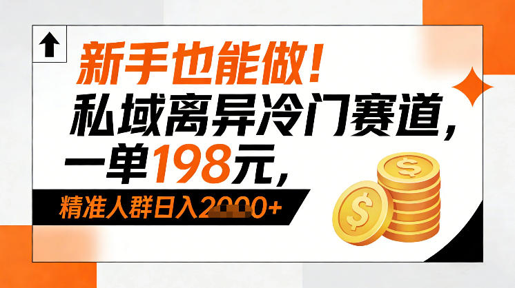 新手也能做！私域离异冷门赛道，一单198，精准人群日入1k+-白蛇网赚