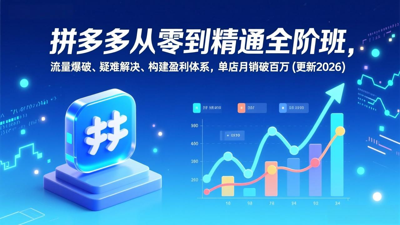 拼多多从零到精通全阶班，流量爆破、疑难解决，构建盈利体系，单店月销破百万(更新2026-白蛇网赚