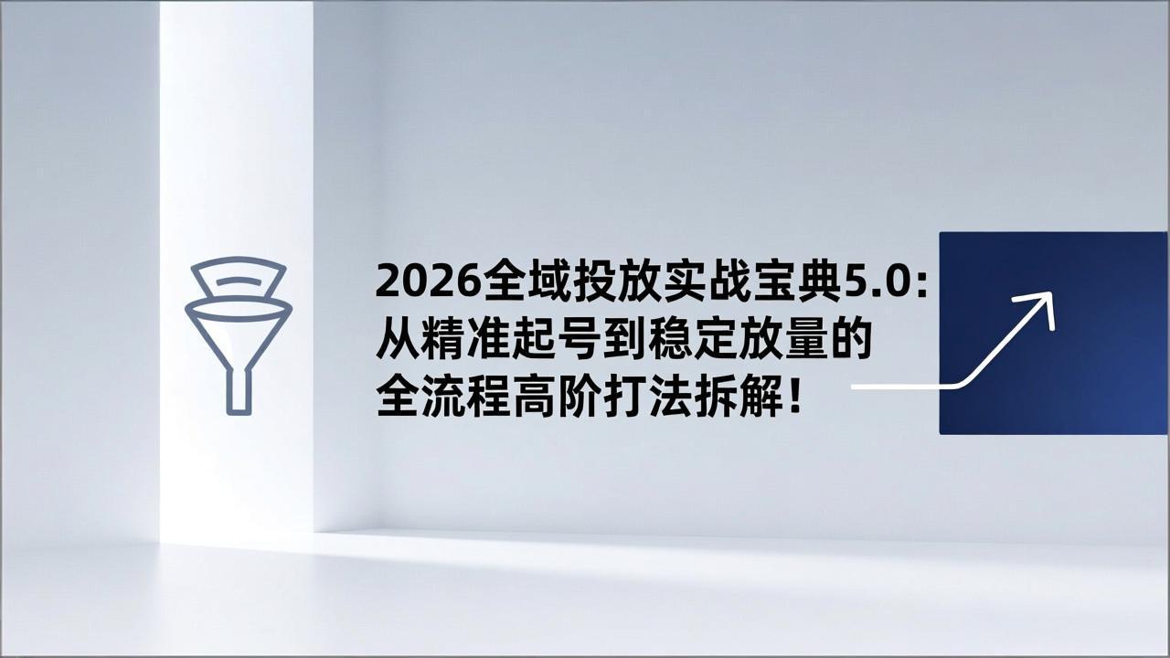 2026全域投放实战宝典5.0：从精准起号到稳定放量的全流程高阶打法拆解！-白蛇网赚