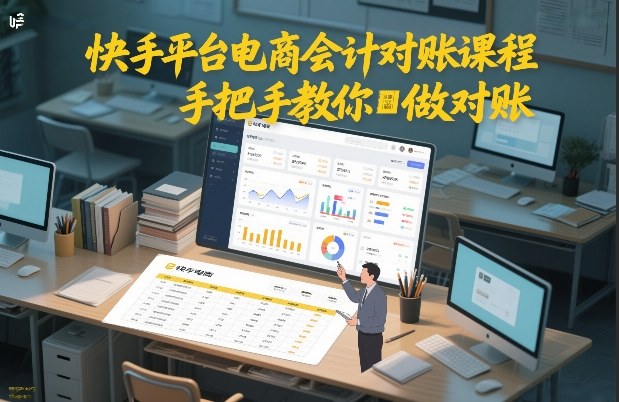 快手平台电商会计对账课程，手把手教你做对账-白蛇网赚