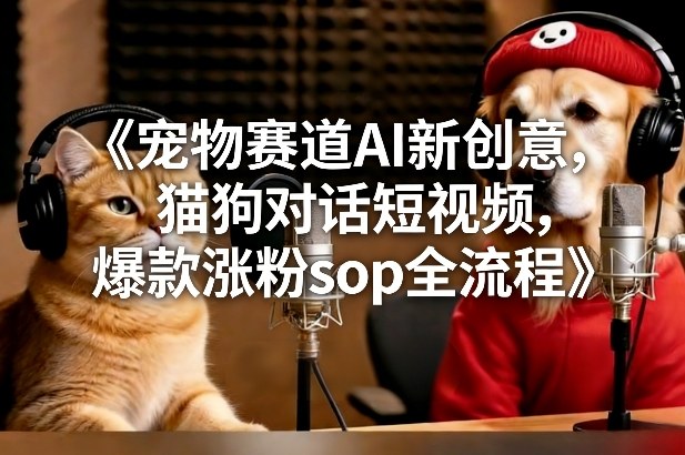 宠物赛道AI新创意，猫狗对话短视频，爆款涨粉sop全流程-白蛇网赚