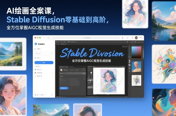AI绘画全案课,Stable Diffusion零基础到高阶,全方位掌握AIGC视觉生成技能-白蛇网赚