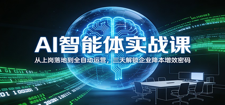AI智能体实战课：从上岗落地到全自动运营，三天解锁企业降本增效密码-白蛇网赚