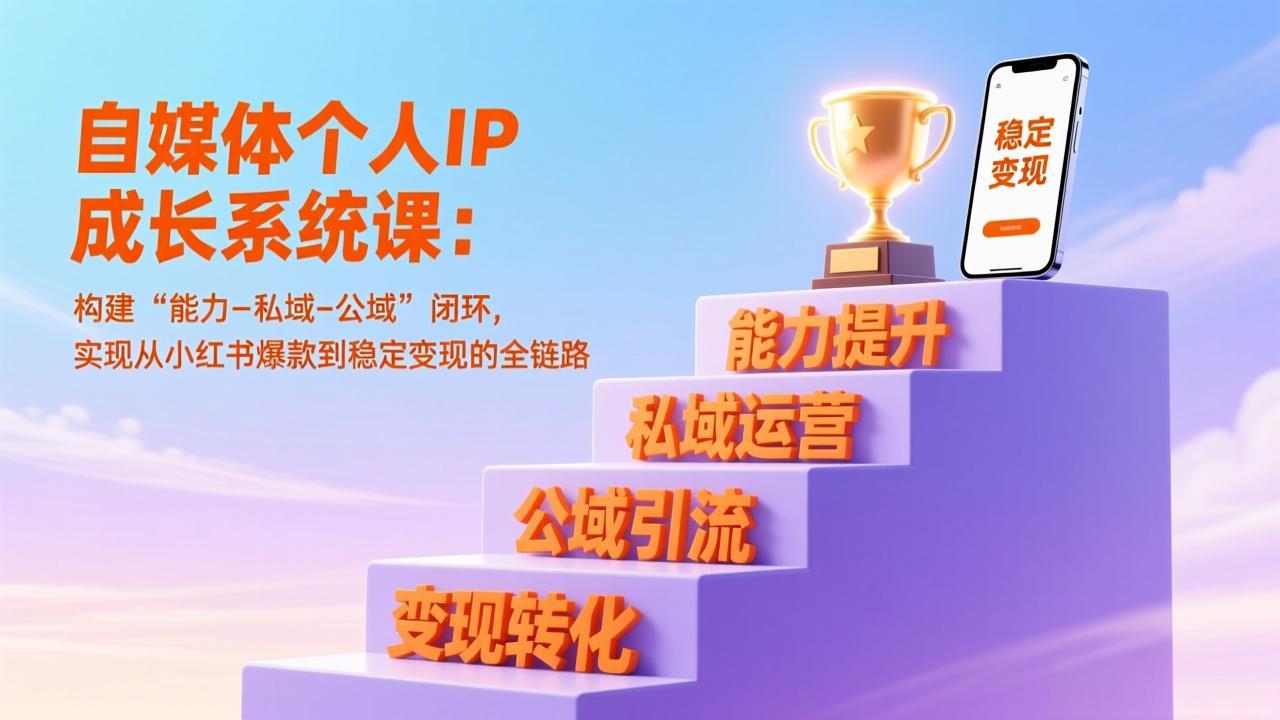 自媒体个人IP成长系统课：构建“能力-私域-公域”闭环，实现从小红书爆款到稳定变现的全链路-白蛇网赚