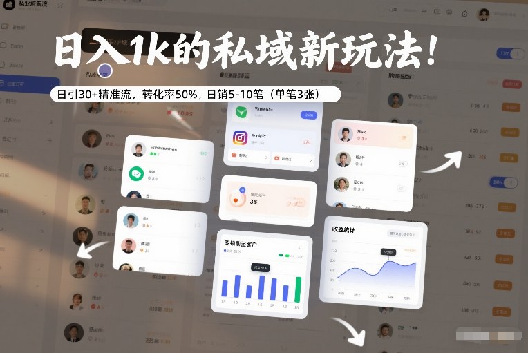 日入1k的私域新玩法:日引30+精准流,转化率50%,日销5-10笔(单笔3张)-白蛇网赚
