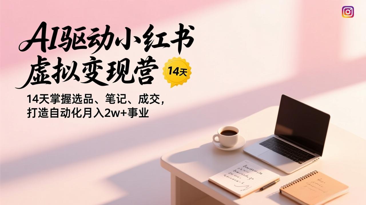 AI驱动小红书虚拟变现营，14天掌握选品、笔记、成交，打造自动化月入2w+事业-白蛇网赚