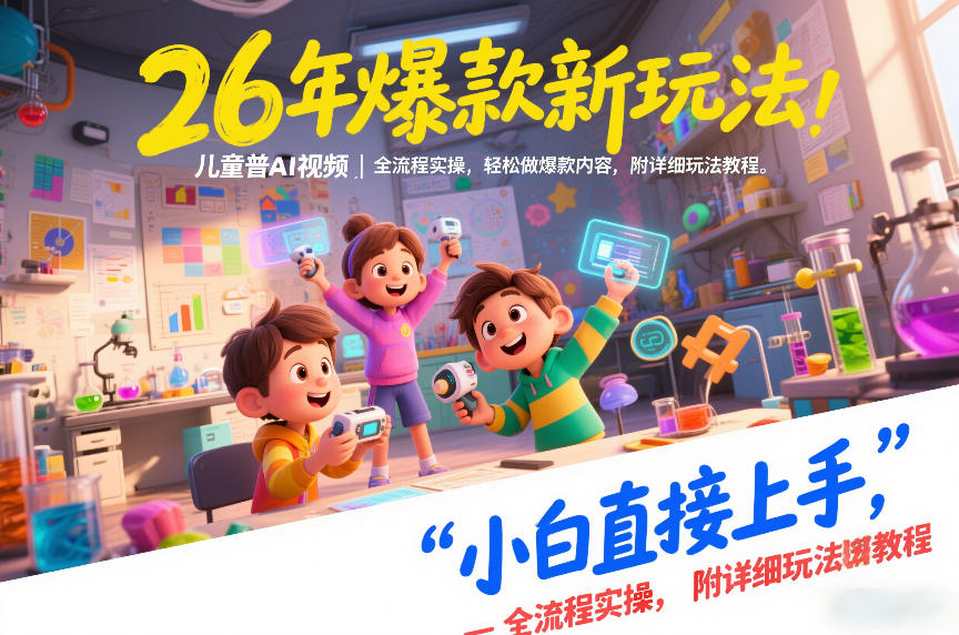 26年爆款新玩法，儿童科普AI视频，全流程实操，轻松做爆款内容，小白直接上手，附详细玩法教程-白蛇网赚
