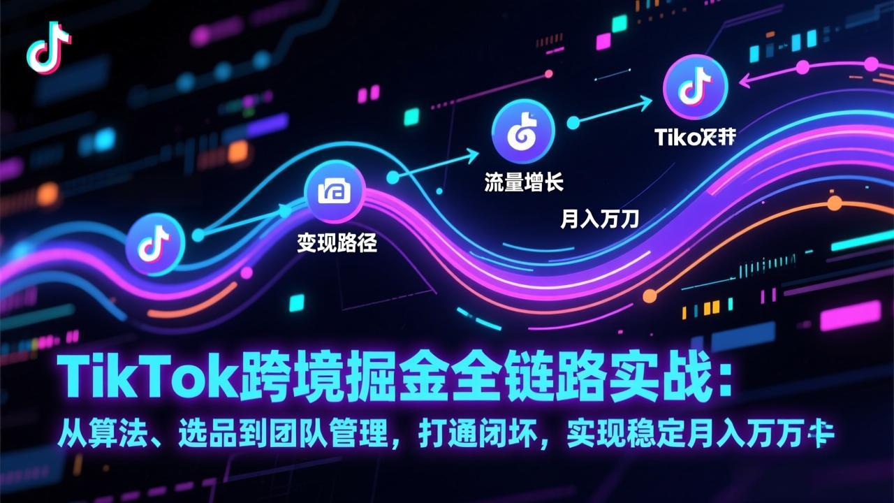 TikTok跨境掘金全链路实战：从算法、选品到团队管理，打通闭环，实现稳定月入万刀-白蛇网赚
