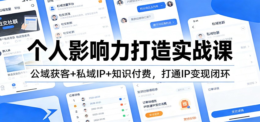 个人影响力打造实战课:公域获客+私域IP+知识付费,打通IP变现闭环-白蛇网赚