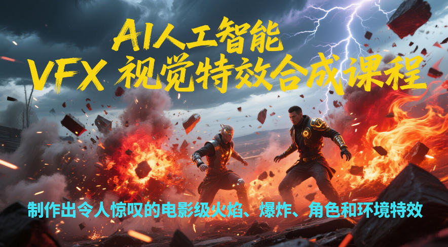 AI人工智能VFX视觉特效合成课程，制作出令人惊叹的电影级火焰、爆炸、角色和环境特效-白蛇网赚