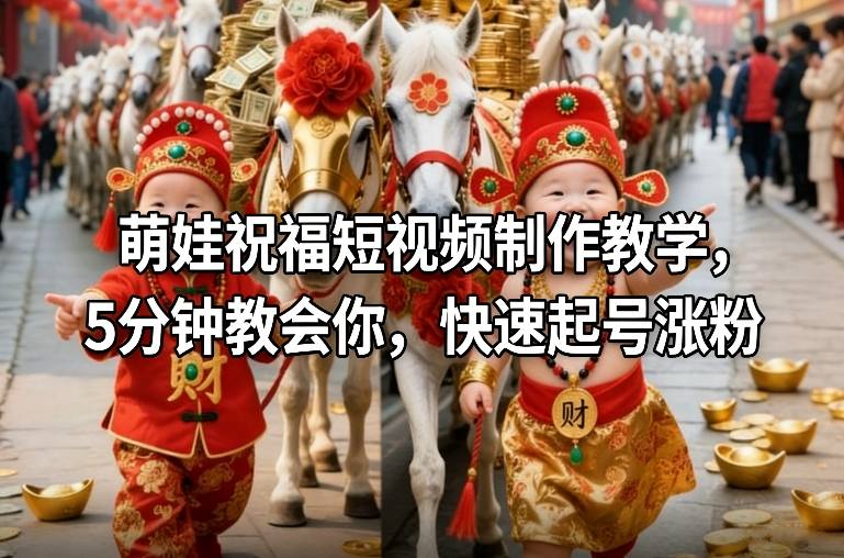 萌娃祝福短视频制作教学，5分钟教会你，快速起号涨粉-白蛇网赚