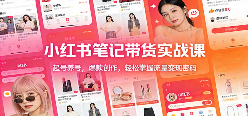 小红书笔记带货实战课：起号养号，爆款创作，轻松掌握流量变现密码-白蛇网赚