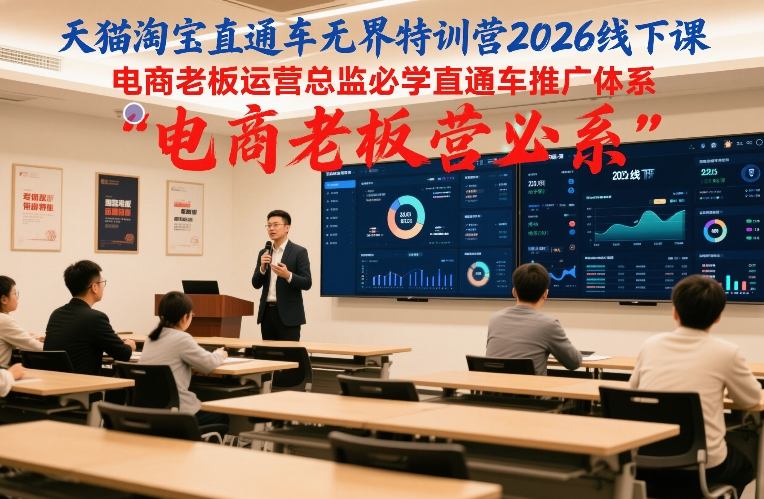 天猫淘宝直通车无界特训营2026线下课，电商老板运营总监必学直通车推广体系-白蛇网赚
