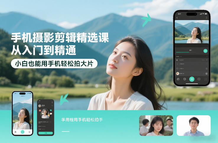 手机摄影剪辑精选课，从入门到精通，小白也能用手机轻松拍大片-白蛇网赚