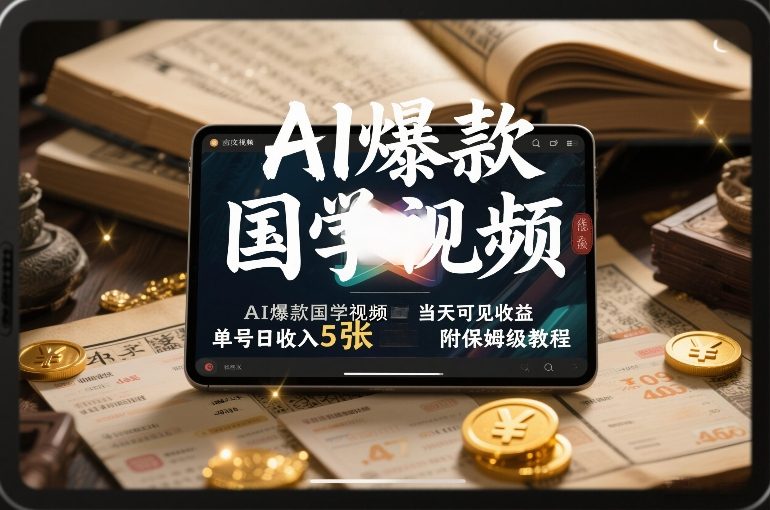 AI爆款国学视频，独家起号方法，小白直接上手，当天可见收益，单号日收入5张+附保姆级教程-白蛇网赚