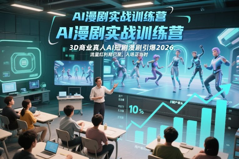 AI漫剧实战训练营，3D商业真人AI短剧漫剧引爆2026，流量红利期已至，入场正当时-白蛇网赚