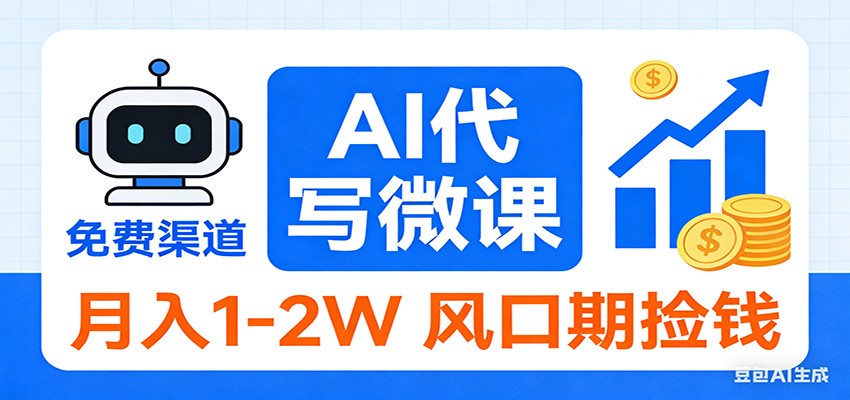 2026告别打工！AI 代写微课，提供免费渠道，月入 1-2W 风口期捡钱-白蛇网赚