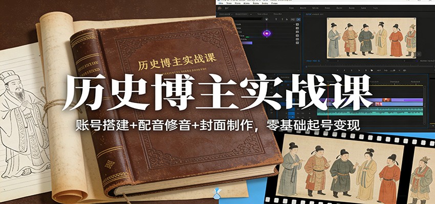 历史博主实战课:账号搭建+配音修音+封面制作,零基础起号变现-白蛇网赚