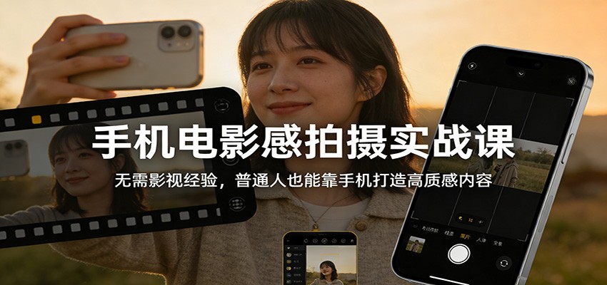 手机电影感拍摄实战课：无需影视经验，普通人也能靠手机打造高质感内容-白蛇网赚