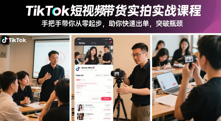 TikTok短视频带货实拍实战课程,手把手带你从零起步,助你快速出单,突破瓶颈-白蛇网赚