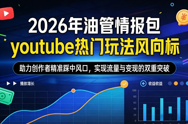 2026年油管情报包，youtube热门玩法风向标，助力创作者精准踩中风口，实现流量与变现的双重突破-白蛇网赚
