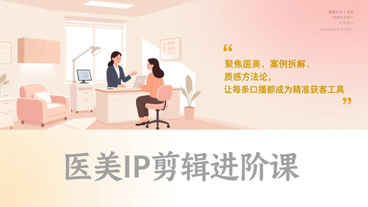 医美IP剪辑进阶课，聚焦医美、案例拆解、质感方法论，让每条口播都成为精准获客工具-白蛇网赚
