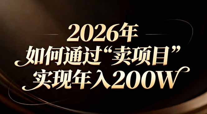 站在2026年的十字路口：一个普通人如何通过卖项目实现年入200万-白蛇网赚