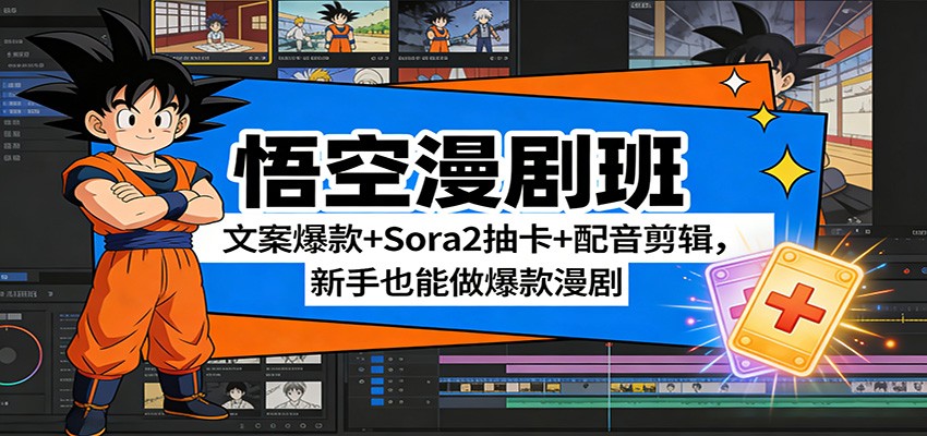 悟空漫剧班：文案爆款+Sora2抽卡+配音剪辑，新手也能做爆款漫剧-白蛇网赚