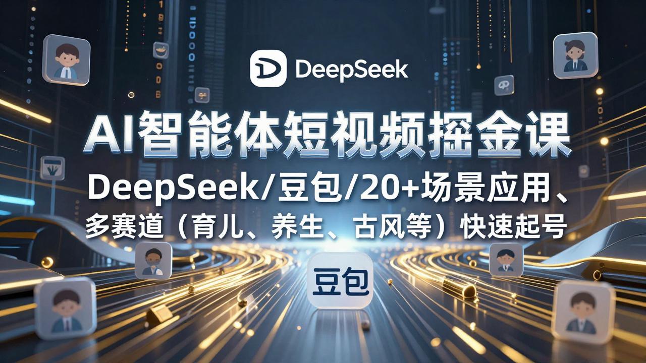 AI智能体短视频掘金课，DeepSeek/豆包/20+场景应用、多赛道(育儿、养生、古风等-白蛇网赚