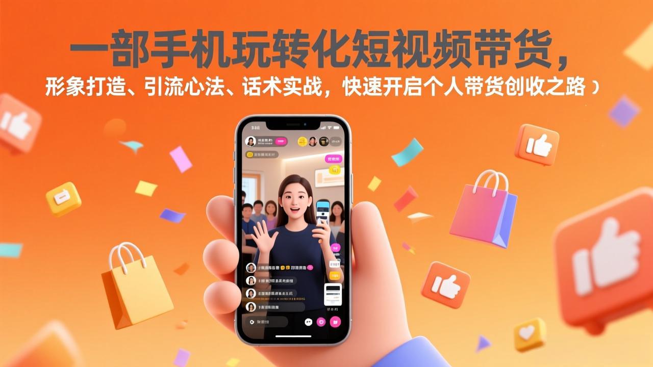 一部手机玩转化短视频带货，形象打造、引流心法、话术实战，快速开启个人带货创收之路-白蛇网赚