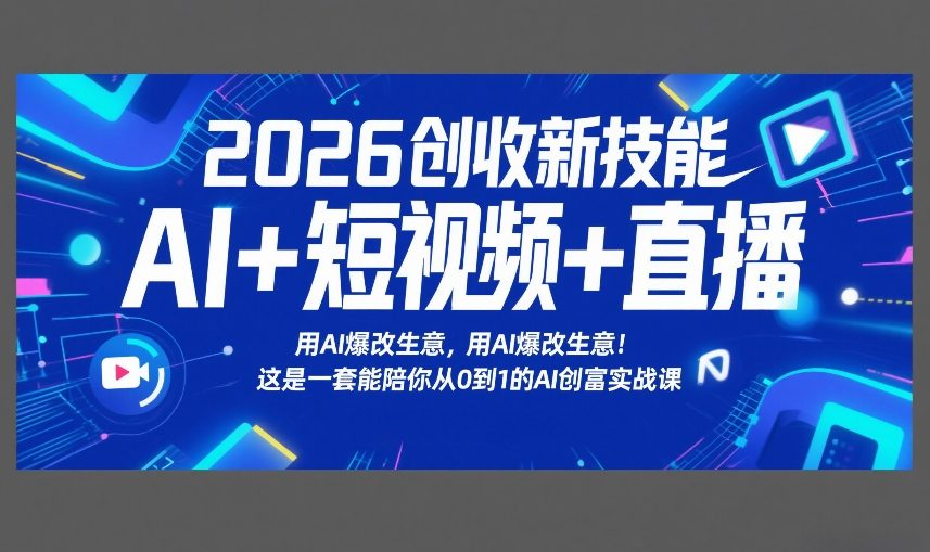 2026创收新技能AI+短视频+直播，用AI爆改生意，这是一套能陪你从0到1的AI创富实战课-白蛇网赚