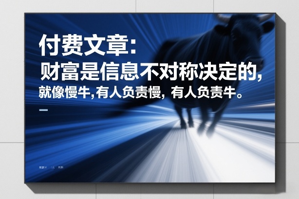 付费文章：财富是信息不对称决定的，就像慢牛，有人负责慢，有人负责牛-白蛇网赚