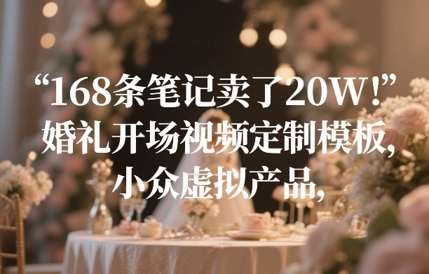 168条笔记卖了20W！婚礼开场视频定制模板，小众虚拟产品-白蛇网赚
