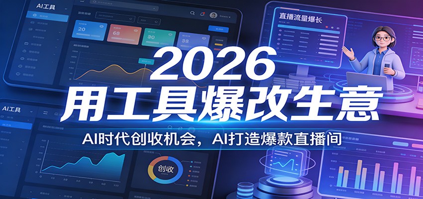2026用工具爆改生意，AI时代创收机会，AI打造爆款直播间-白蛇网赚