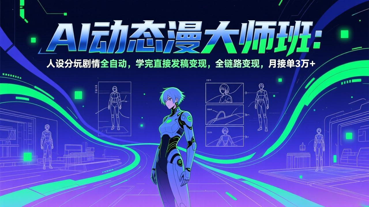 AI动态漫剧大师班：人设分镜剧情全自动，学完直接发稿变现，全链路变现，月接单3万+-白蛇网赚