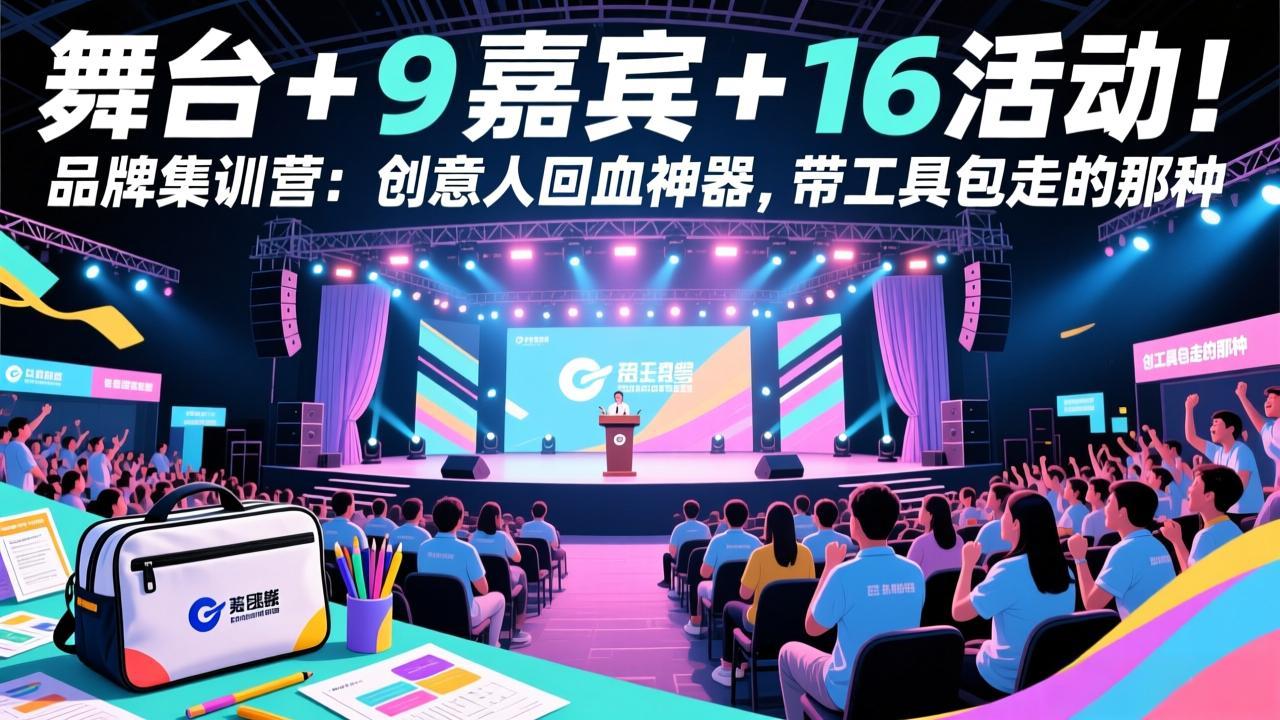 舞台 + 9 嘉宾 + 16 活动！品牌集训营：创意人回血神器，带工具包走的那种网赚项目-副业赚钱-互联网创业-资源整合歪妹网赚