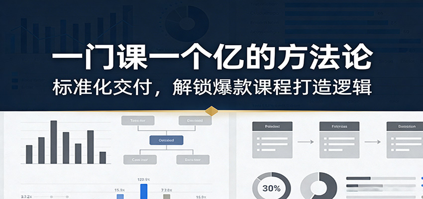 一门课一个亿的方法论:标准化交付,解锁爆款课程打造逻辑网赚项目-副业赚钱-互联网创业-资源整合歪妹网赚