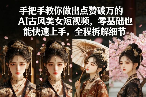 手把手教你做出点赞破万的AI古风美女短视频，零基础也能快速上手，全程拆解细节网赚项目-副业赚钱-互联网创业-资源整合歪妹网赚